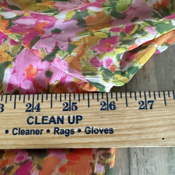 Terra Sky  Womens Peasant Top Plus 2X Pink Floral Shirred Cottagecore Lined Boho - Picture 14 of 16